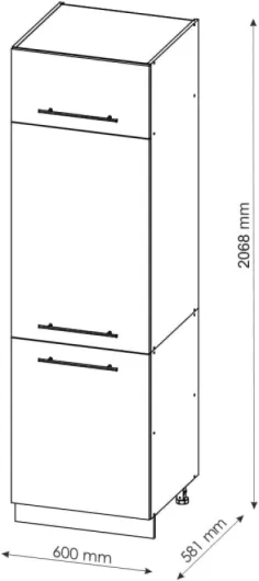 Armoire pour frigo Fame-Line, Blanc Campagne, 60cm Blanc Campagne/Blanc Meuble réfrigérateur 60 cm