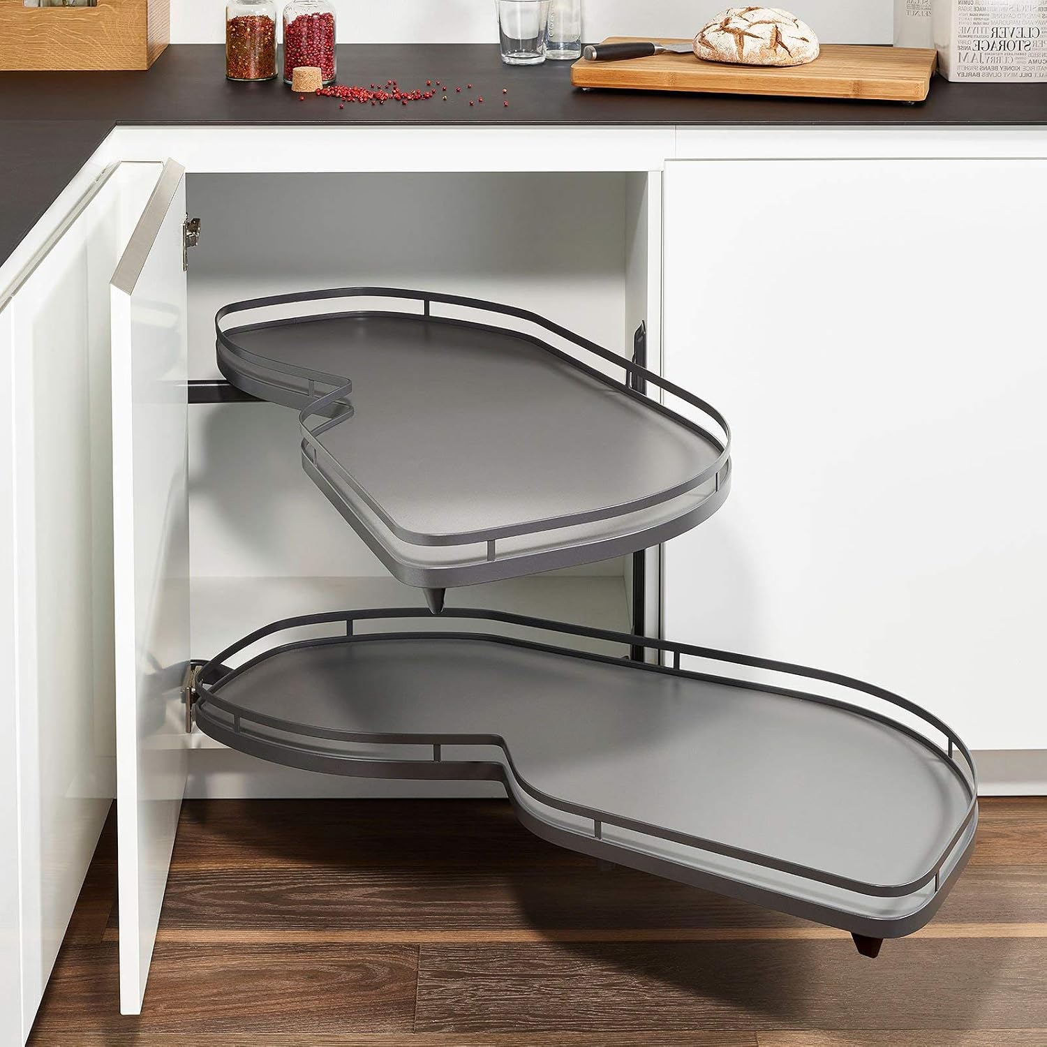 Kesseböhmer LeMans II 45 cm anthracite droite pivotant Armoire d‘Angle LeMans II Droit / Largeur Porte 45 cm