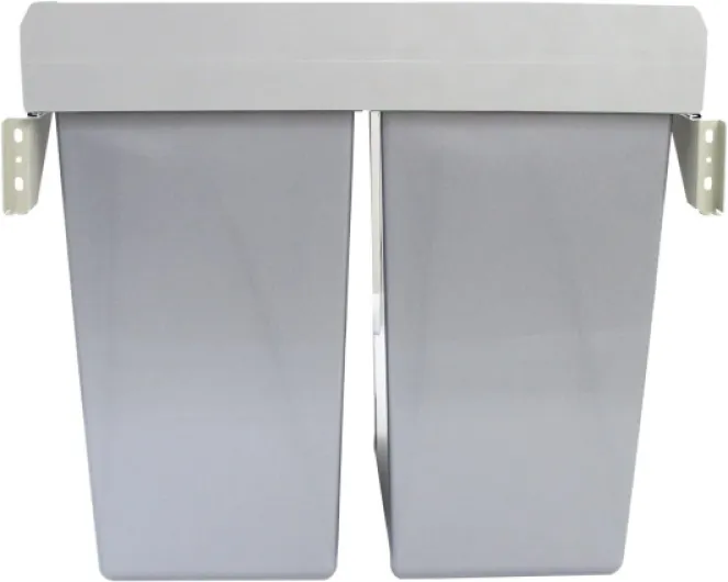 KuKoo Poubelle de cuisine de 90 l - Poubelle de recyclage sous le comptoir - Fermeture douce - Capacité de 2 x 40 l - Plusieurs compartiments coulissants - Double poubelle de cuisine - Broyeur de