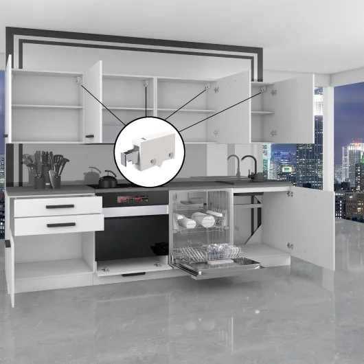 BELINI Meuble Micro-Ondes 60 x 204 cm Colonne, Blanc très Brillant