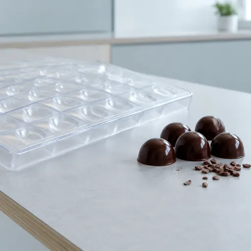 Moule chocolat en polycarbonate et plan de travail stratifié : l’alliance précise pour une cuisine créative