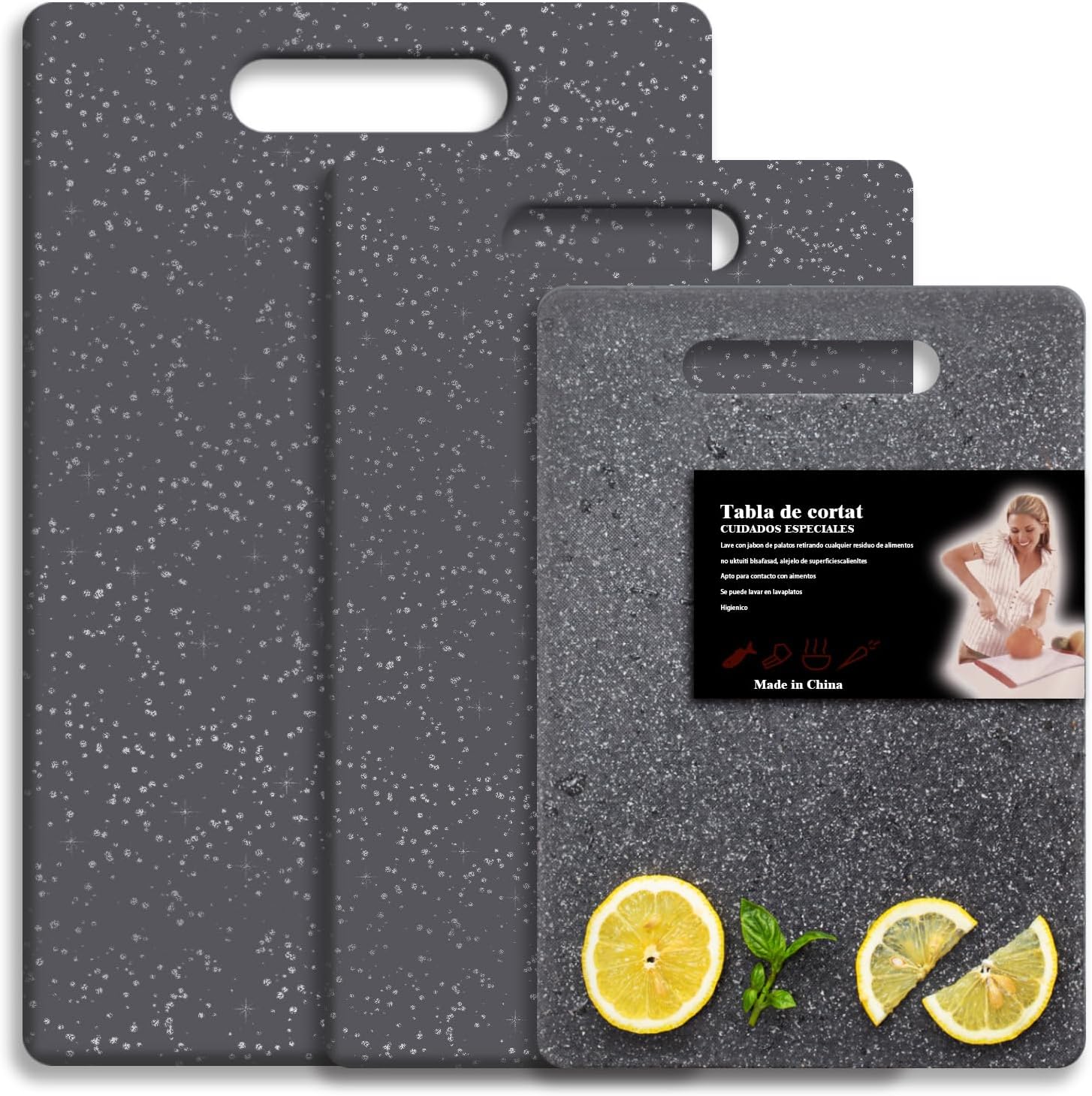 Homshsjhkis 3 Pcs Planche a Decouper Plastique, Decoupe Legumes avec Rainure, Cutting Board, Billot, Chopping Board, Qualité Professionnelle pour Cuisine, Planches Parfaites pour Pain, Viande, Fruits