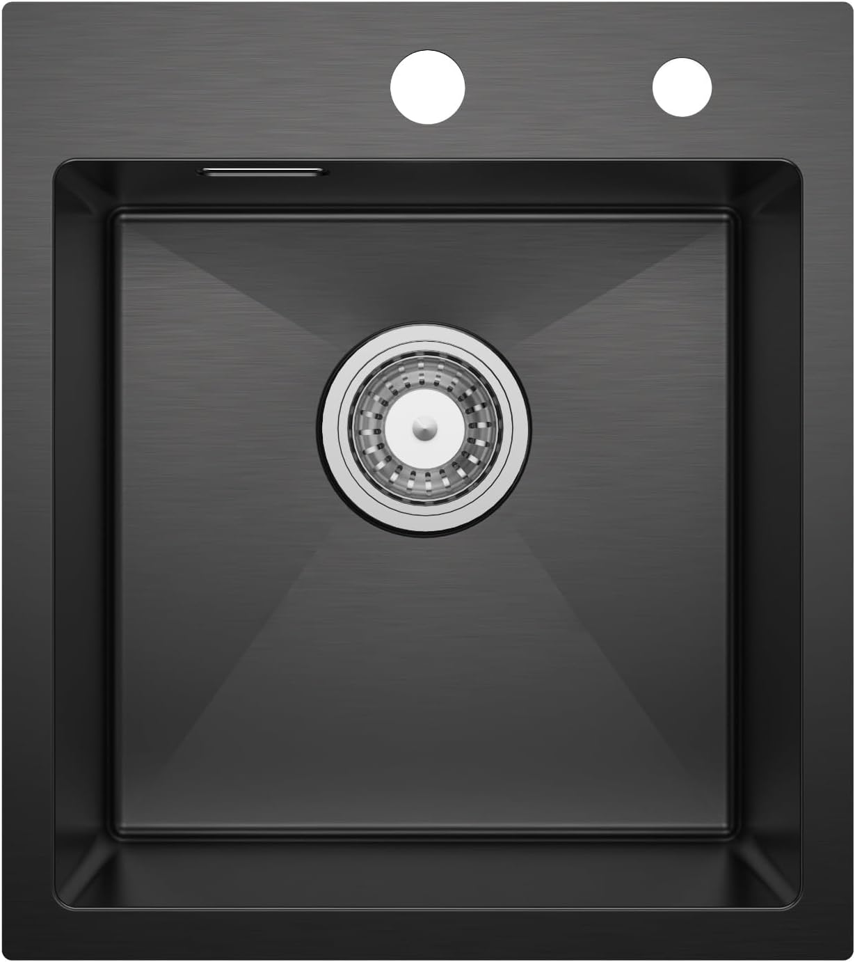 Évier de Cuisine 1 Bac, Evier cuisine 40 x 45 cm, Evier inox avec Siphon, Évier noir Anthracite Carré, Petit Lavabo Cuisine Montage Encastré ou Supérieur, sans Distributeur de Savon 40×45CM Anthracite