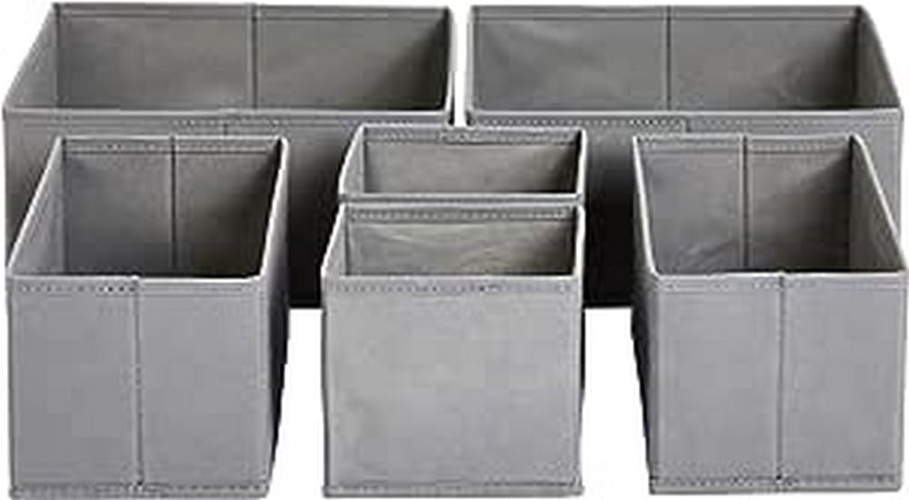 Organiseur à tiroirs/organiseur pour vêtements, pliable pour armoire, chambre ou cuisine, lot de 6, gris