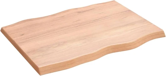 LAPOOH Plateau de table en bois traité chêne bord naturel 80 x 60 x 4 cm, plan de travail de cuisine, planches en bois, table de salon, plan de travail en bois - 363945