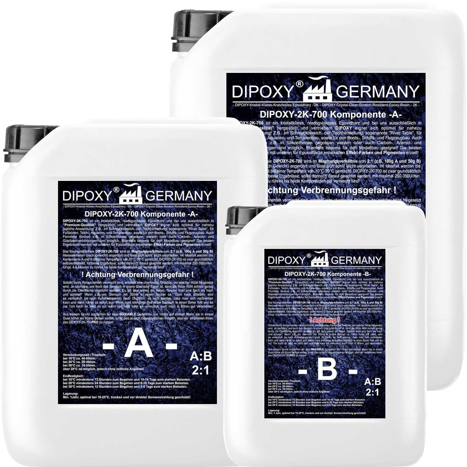 4,5Kg 2K Résine époxy transparente Glaçage Epoxyde bi composant Epoxy Resine Coulée Cristalline PRV table sol bois fibre carrelage colle DIPOXY-2K-700