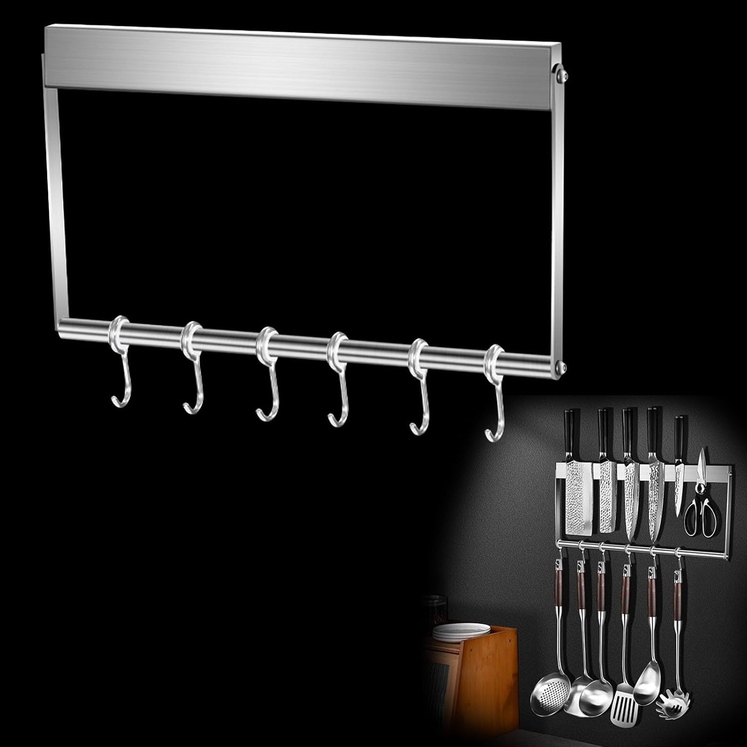 Porte Couteaux de Cuisine Mural de 40 cm Magnétique avec Aimant Extra Fort, Porte Couteaux Magnétique en Acier Inoxydable, pour Ranger Les Couteaux Ustensiles de Cuisine, et Outils