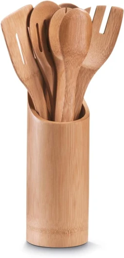 Zeller Present 25274 Support Contenant 7 Ustensiles de Cuisine en Bambou Ø 9 x 33 cm A 1 pièce