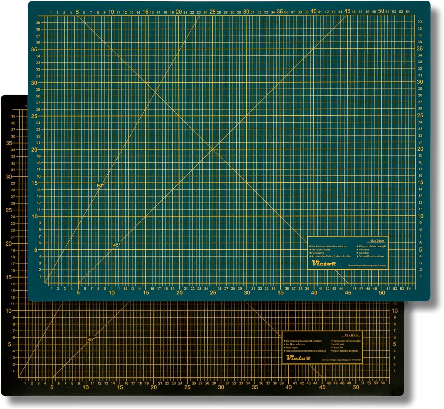 Tapis de découpe Vert Noir 45x60cm 3 couches Victor Tapis de découpe A2 auto-cicatrisant - Sous-mains de bricolage - Tapis de coupe - Sous-mains de bureau Vert Noir 38L x 24l cm