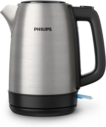 Philips Bouilloire Électrique Bouilleur - 1.7 L, Couvercle à Ressort et Voyant Lumineux, Inox, Socle 360° (HD9350/90)