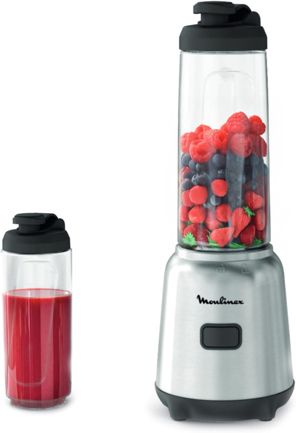 Mix & Move Blender mixeur, 300W, Capacité utile 0,6 L, 2 bouteilles à emporter en Tritan, Compact, Ergonomique, Lames amovibles LM15FD10, Métal 300W - Gourde 600ml