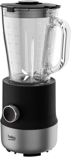 BEKO, Blender, Puissance : 800 W, Bol verre 1,5 L résistant à la chaleur, 6 vitesses, 4 lames, Démontage facile, Rangement cordon, Pieds antidérapants, Noir et Inox