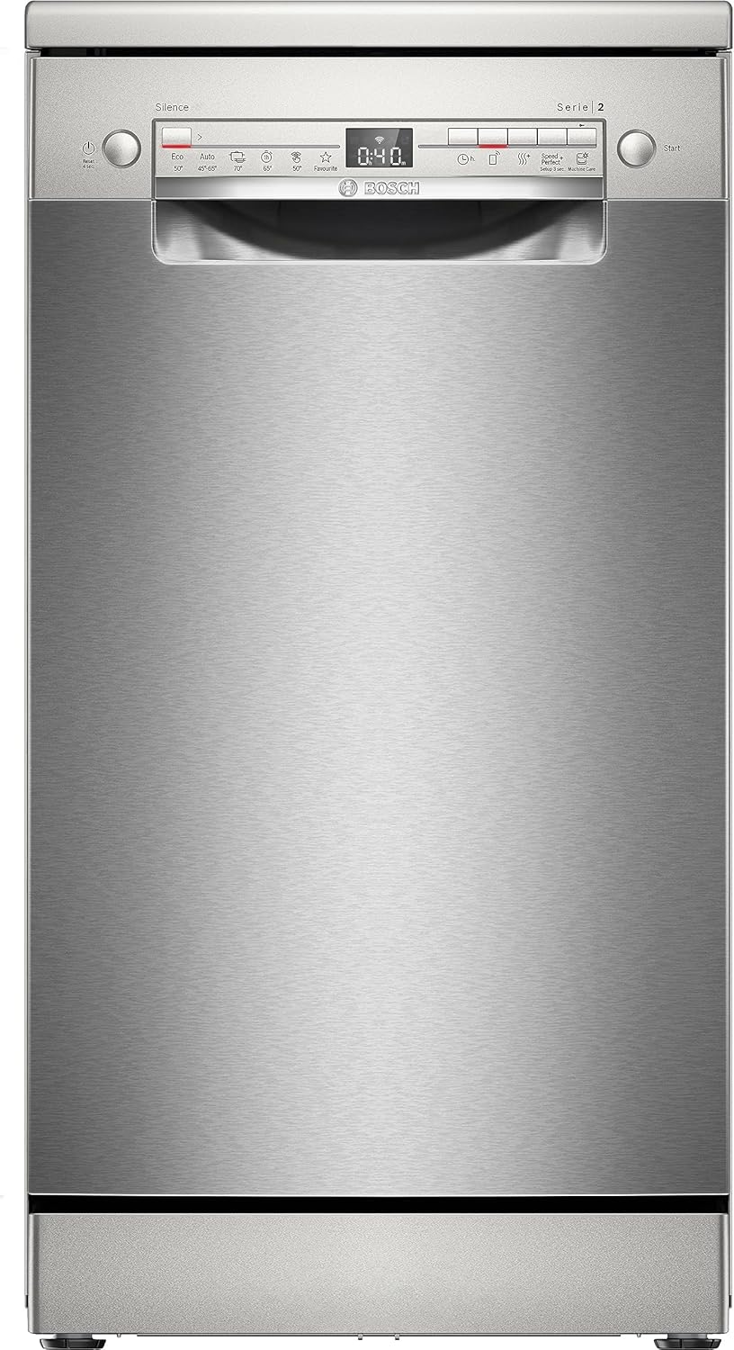 SPS2HKI58E, Série 2, Lave-vaisselle pose-libre, 45 cm, 10 couverts, Home connect, Inox