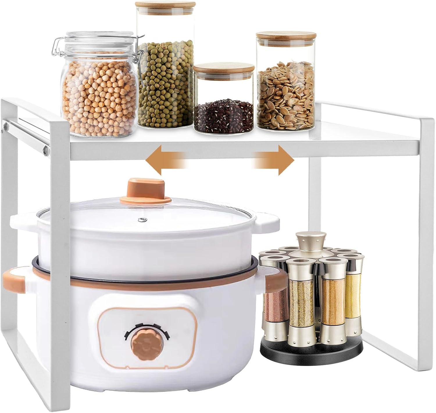 GBACHOOSE Étagère de cuisine extensible 35 à 65 cm, étagère pour armoire de cuisine, étagère à épices, étagère de cuisine, plan de travail, étagère de cuisine debout, étagère pour salle de bain