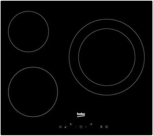 Beko HIC63402T plaque Intégré Céramique Noir - Plaques (Intégré, Céramique, Verre-céramique, Noir, 1200 W, Rond)