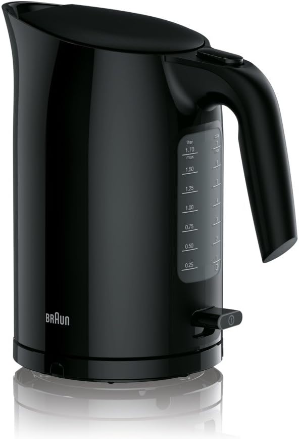 WK 3110 BK Bouilloire - Capacité 1,7 l - 3000 W - Système de cuisson rapide - Filtre anti-calcaire amovible - Grand indicateur de niveau d'eau - Sans BPA - Noir