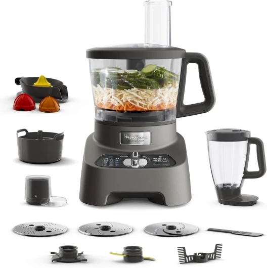 Double force Robot Multifonction, 1000 W, Blender polyvalent 2L, 10 accessoires, 31 fonctions, Hachoir, Râpes, Presse-Agrumes, FP825E10 1000W - 10 accessoires