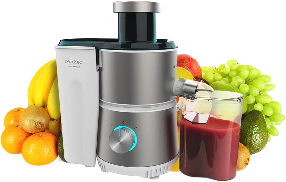 Centrifugeuse Juice&Fresh 400 Titan White - 400 W, Vitesse 20000 tr/min, Réservoir de pulpe avec 1L, 2 Vitesses, Disque revêtu en titane noir, Bol pour le jus de 350 ml - Blanc
