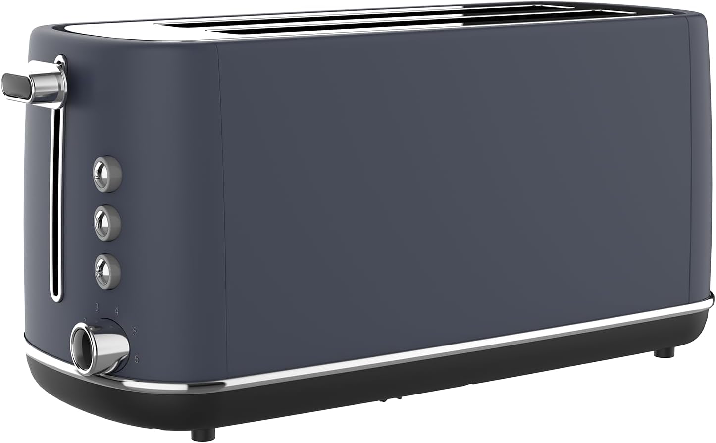 NEW MOON- Grille pain long, 2 Fentes extra larges, 6 niveaux puissance (1550W) - Décongélation, Réchauffage, Arrêt automatique, Tiroir ramasse miettes, Corps en Inox peint, Bleu NEW MOON LONG