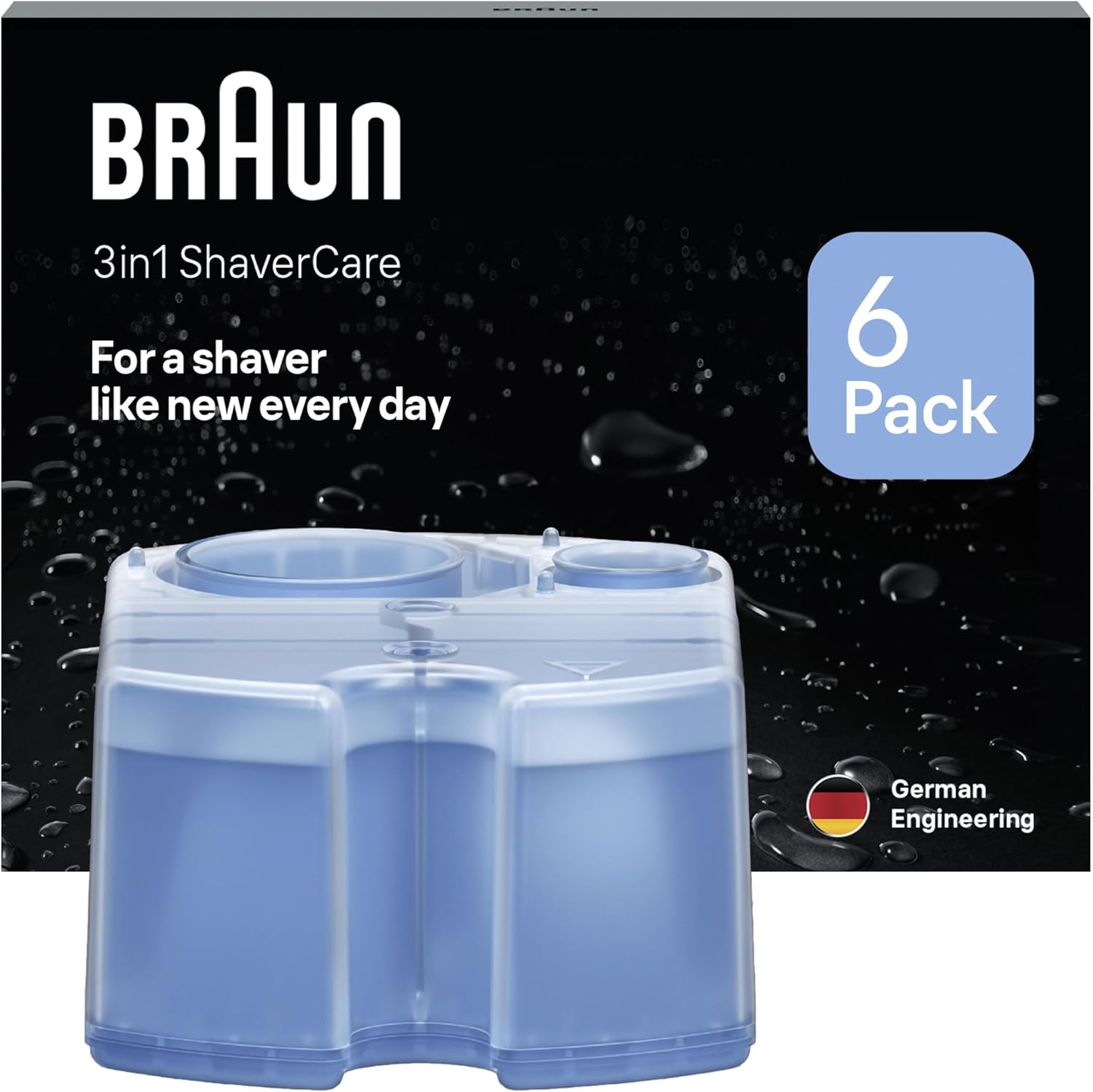 3in1 ShaverCare, Recharges 3-en-1, Originales, Pour Station SmartCare, Nettoie 10x Mieux Que L’eau, Formule Avec Un Parfum Frais De Citron, Pour Un Nettoyage Hygiénique Des Rasoirs, Pack De 6 8 unité (Lot de 1)