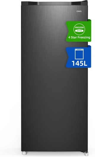 Congélateur armoire avec une capacité de 145L, Congélation rapide, Thermostat réglable, Silencieux, Porte réversible, Noir, Classe énergétique E 145L E