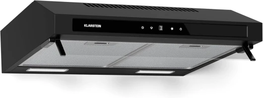 Purista Force Hotte aspirante, Hotte murale de cuisine 60 cm, 400 m³/h, Double moteur 2x60 W, Panneau tactile LED, Éclairage LED, Filtre à charbon, CEE C, Noir 60 cm Classe énergétique C Noir