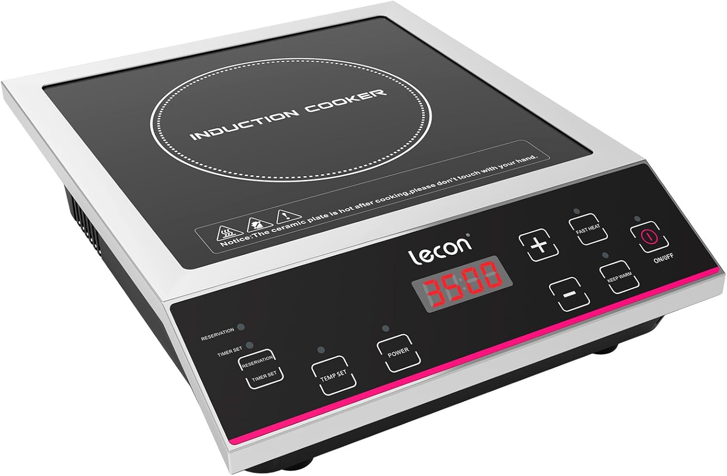 Lecon Chef Plaque de cuisson à induction, Puissance de 3500W, avec minuterie Plaque à induction, Capacité de charge 50kg, boîtier en acier inoxydable, contrôle de la température