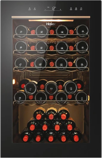 Cave à Vin 49 Bouteilles - 1 Porte - Classe Énergétique F - Froid Statique - Noire - 82 x 49,7 x 58,5 cm - Modèle HWS49GAE