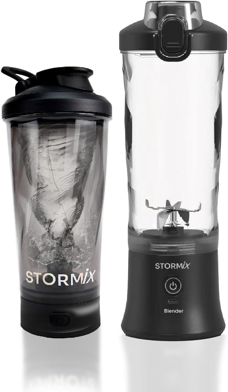 Pack Blender & Shaker Électrique – Mixeur Portable 150W – 6 Lames Inox – USB-C Rechargeable – Smoothies, Shakes & Protéines – 600ml – Silencieux – Batterie Longue Durée – Design Compact Noir