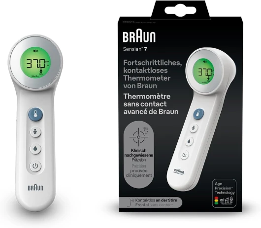 Sensian 7 Thermomètre frontal sans contact - Technologie Age Precision - 3-en-1 -Écran numérique avec code couleur - Convient aux bébés et aux enfants - Marque #1 auprès des médecins(1) - BNT400