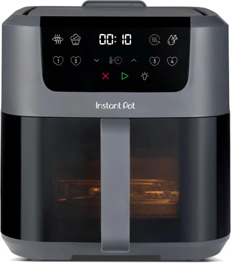 Friteuse à air chaud Instant Pot Vortex Compact Truffle, panier de 5 litres, taille familiale 4 en 1 Friture à air chaud, séchage, cuisson, réchauffage, revêtement antiadhésif, facile à nettoyer - 5L Gris