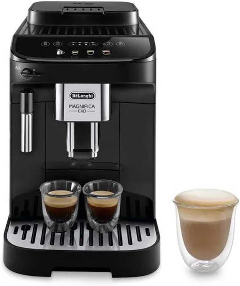 De'Longhi Magnifica Evo ECAM290.22.B, Machine à Café Automatique avec Buse à Lait, Machine Compacte de Grain à Tasse, Mousse de Lait Manuel, 4 Recettes, Écran Tactile Couleur, Noir