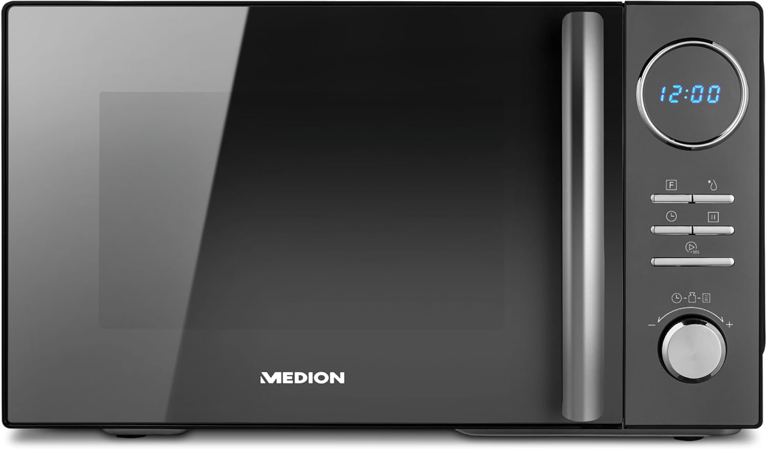 Micro-onde 3en1 avec gril et air chaud combiné (23L, 900W, 1000 W gril, 1680 W air chaud, 10 programmes automatiques, 5 niveaux de puissance, mode décongeler, design miroir, MD11493) noir