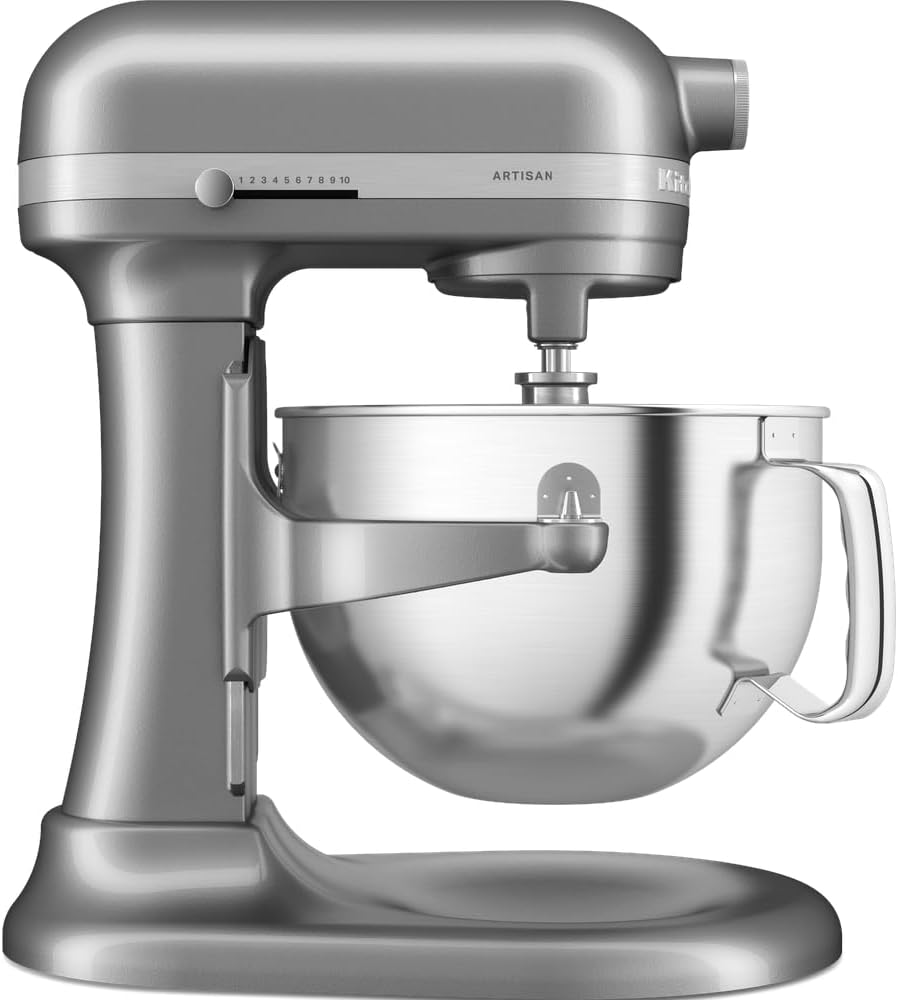 Robot Pâtissier I Artisan I Robot cuisine multifonctions à tête relevable I Avec 5 accessoires I 5,6L - Gris argent