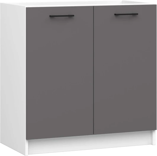 Armoire de Cuisine sous l'évier - Oliwia S80 - Armoire Basse de Cuisine avec 2 Portes et 1 Étagère Basse de 80 cm de Large - 46 x 80 x 82 cm - Blanc & Gris Graphite Meuble sous-évier 80 cm