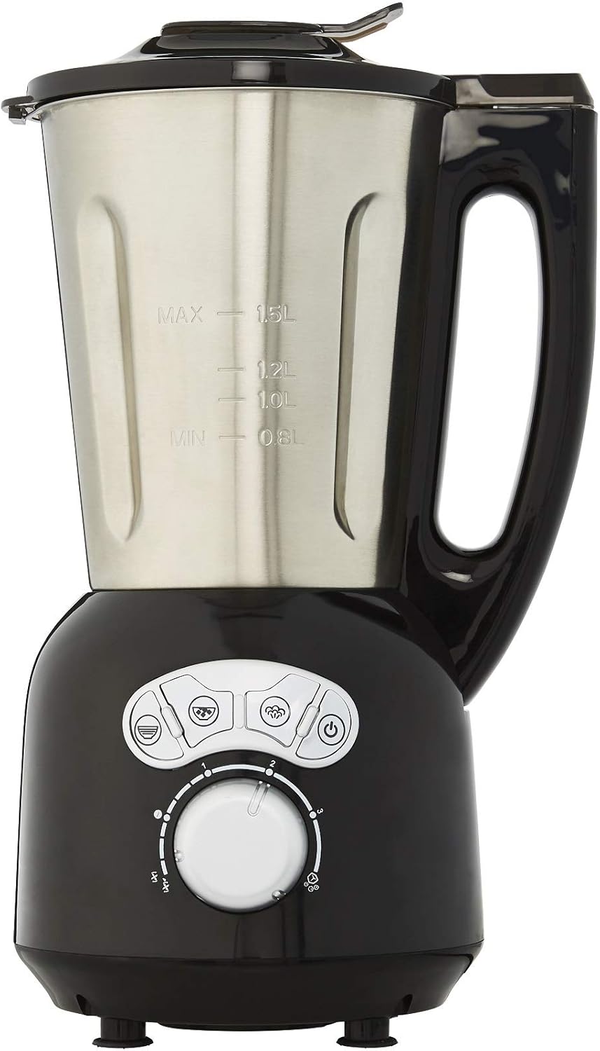 Blender Chauffant – Appareil à Soupe Chauffant et Mixant 1,5L, 5 Programmes automatiques : Velouté, Mouliné, Smoothie, Compote – Acier inoxydable, Arrêt automatique & Nettoyage facile, noir Blender Chauffant Noir