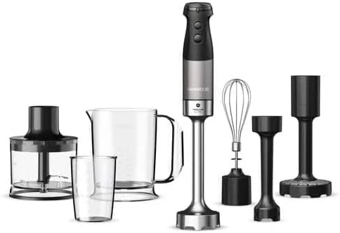HBM80.327BK Mixeur plongeant Triblade XL Pro, fouet en métal, hachoir, presse-purée et verres doseurs inclus