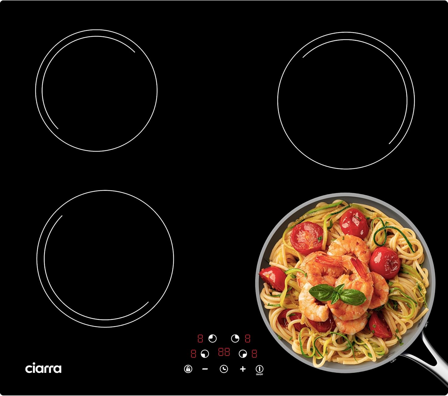 Plaque de Cuisson à Induction - 4 Foyers - 6000W - Table de Cuisson Encastrable - Commande Tactile - 9 Niveaux - CABBIH4-E 4 Foyers-6000W