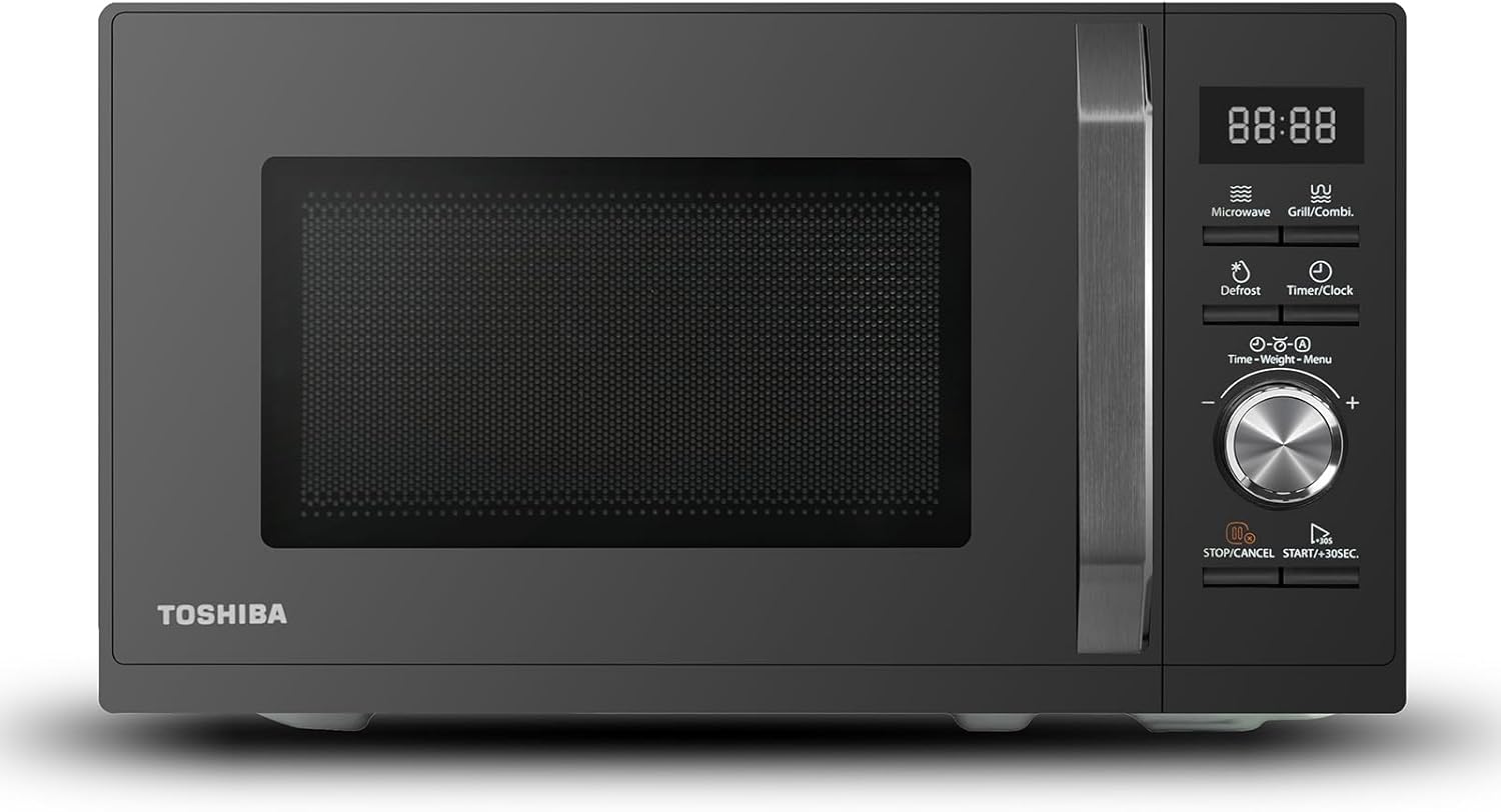 MW3-AG20PE(BK) Four à micro-ondes 3 en 1 20 L avec Gril, décongélation automatique, micro-ondes, gril, combiné, 5 niveaux de puissance, 8 programmes automatiques, nettoyage facile, noir Grill numérique 20 l