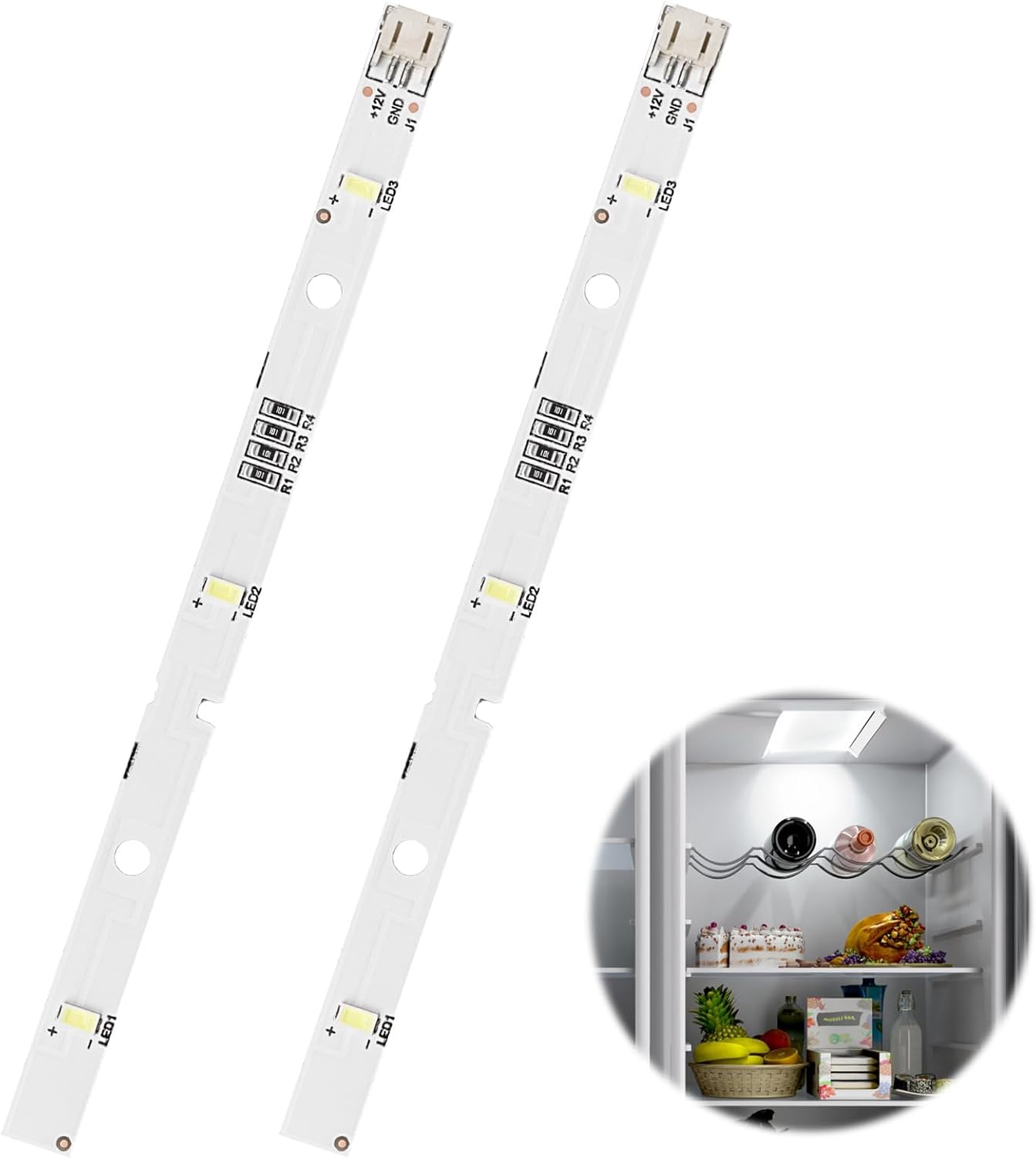 Lot de 2 bandes lumineuses LED pour réfrigérateur RONGSHENG/HISENSE E349766 MDDZ-162A 1629348 DC12 V 2 W, ampoule de rechange compatible avec réfrigérateur Kenwood KIFF5017 KIFF5020 KIFF7017 KIFF7020 2 Pièces.