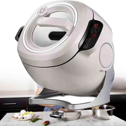Machine de Cuisson Automatique 6L - Robot Culinaire Commercial - Machine à Sauté Multifonctionnelle - Rotation à 360° - pour Faire Sauter, Mijoter, Cuisiner