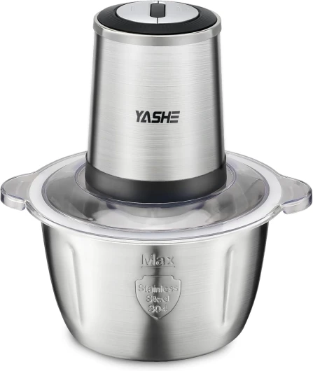 Hachoir Électrique 500W, Robot de Cuisine avec Bol en Acier Inoxydable 1,8L, Hachoir à Viande avec 4 Lames Doubles, 2 Vitesses