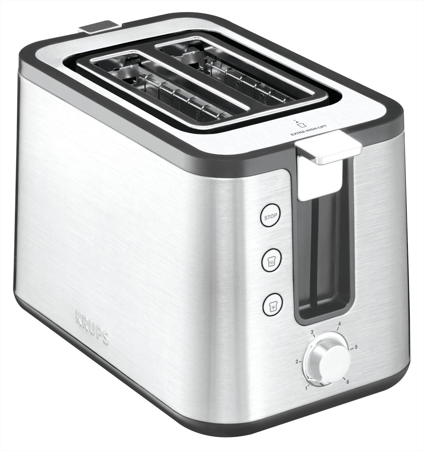 Control Line Grille-pain inox 2 fentes extra larges, Toaster 850 W, Remontée extra haute, 6 niveaux de dorage, Fonction réchauffage et décongélation KH442D10 Unique