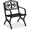 Chaise de Jardin Vintage, Fauteuil avec accoudoirs, Large, Acier, Design Antique, HLP 85,5 x 60 x 56 cm, Noir