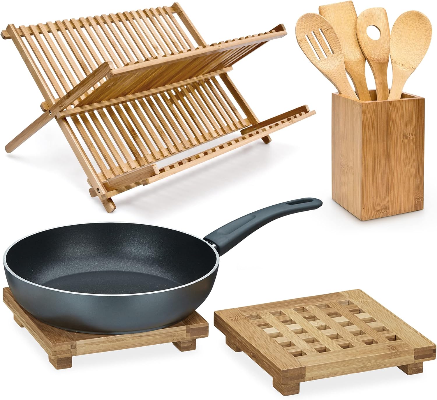 Lot de 3 ustensiles de Cuisine, égouttoir, cuillères, spatule, Dessous de Verre, égouttoir, cuillère à mélanger 46 x 42 x 37 cm