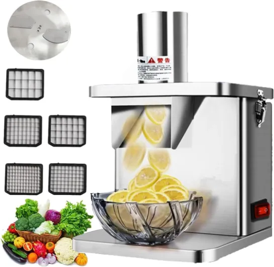 GIZMIT Coupe-légumes électrique Commercial 250 W, Hachoir à légumes, broyeur Automatique de Pommes de Terre, Robot culinaire, Machine de découpe de Fruits avec Lames de 6/8/9/12/15 mm