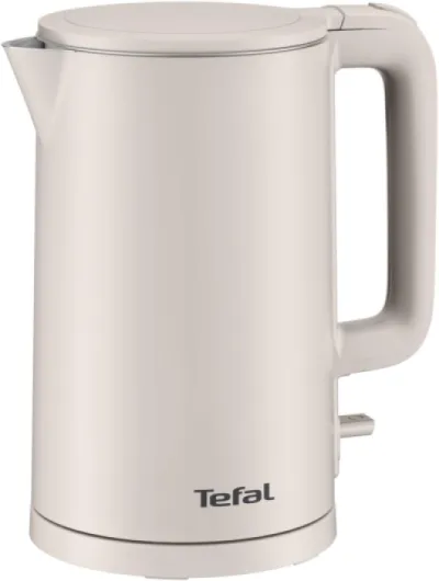 Bouilloire électrique Tefal Thermo Protect, Safe to Touch, 1500W, Gris clair et intérieur inox, KO140BE0