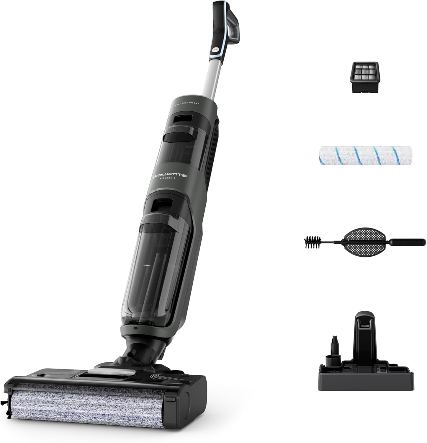 X-Clean 4 Aspirateur Balai Laveur sans Fil, Aspiration et Lavage Puissant, Intelligent, Autonomie 50min, Autonettoyage GZ5037WO, Noir X-Clean 4 Noir