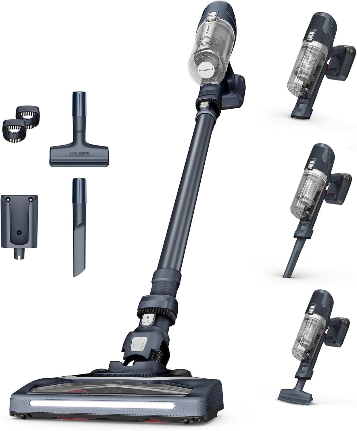 X-Pert 6.60 Aspirateur Balai sans fil, Léger, Puissance 100W, Autonomie 45min, Efficace sur tous Types de Sols, LED RH6831EO, Bleu Noir 4 Accessoires