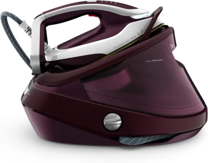 Pro Express Vision Centrale vapeur, Lumière Smart LED sur le fer, Pression de 8,3 bars, Ultrapuissante, Débit vapeur 180 g/min, Jet vapeur 680 g/min, Anticalcaire, Fabriqué en France GV9810C0 Bordeaux 680g/min